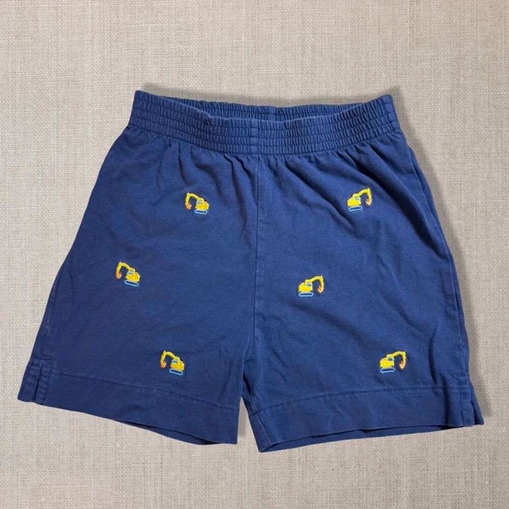 Luigi Kids Boys 3T Navy Excavator Embroidered Pull On Shorts Construction